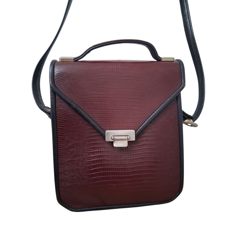 Vintage Roche‎ Womens Lizard Print Leather Crossbody Grungecore Western Heritage